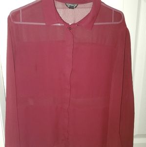 Topshop Panel Burgendy Blouse